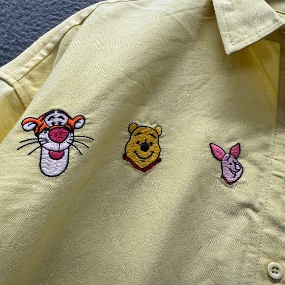 Disney Winnie the Pooh Shirt Womens Small Yellow Embroidered Button Up NEW - Picture 4 of 11